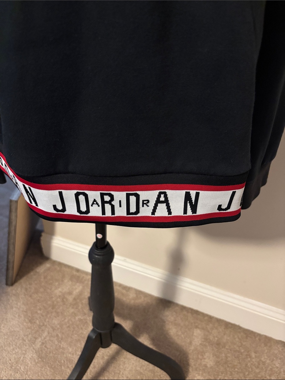 Jordan Black Crewneck Hoodie with White Jumpman Logo - Picture 2 of 2
